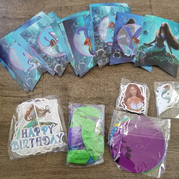 Other - Mermaid Birthday Party Banner Set - Purple and Green